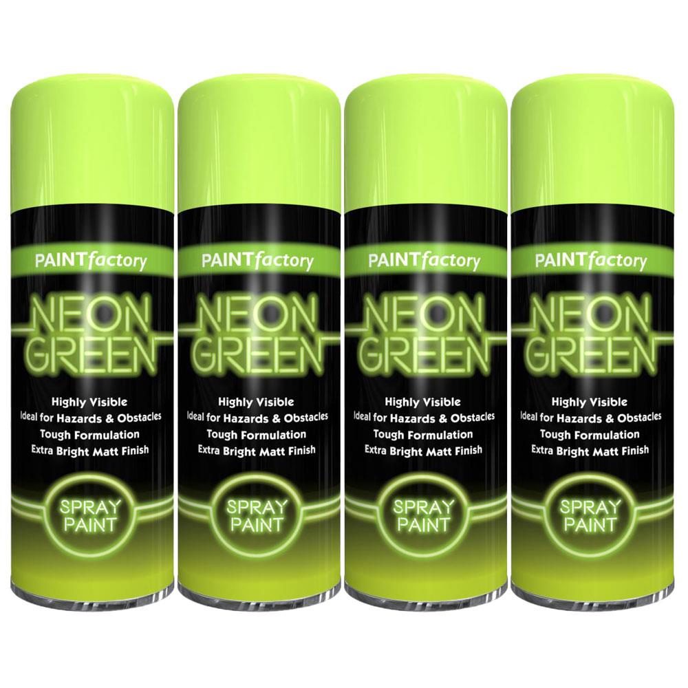 4X Paint Factory Fluorescent Neon Green Spray Paint 200ml