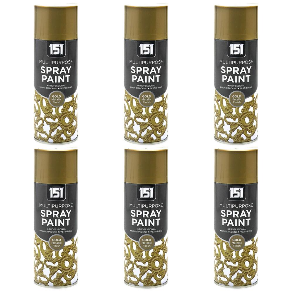 6X All Purpose Gold Metallic Spray Paint 400ml