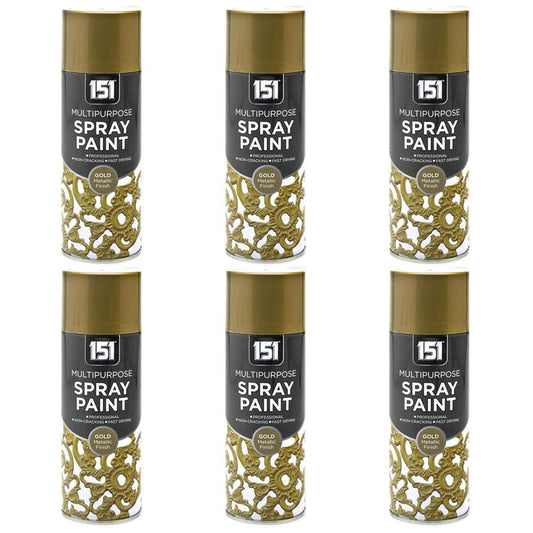 6X All Purpose Gold Metallic Spray Paint 400ml