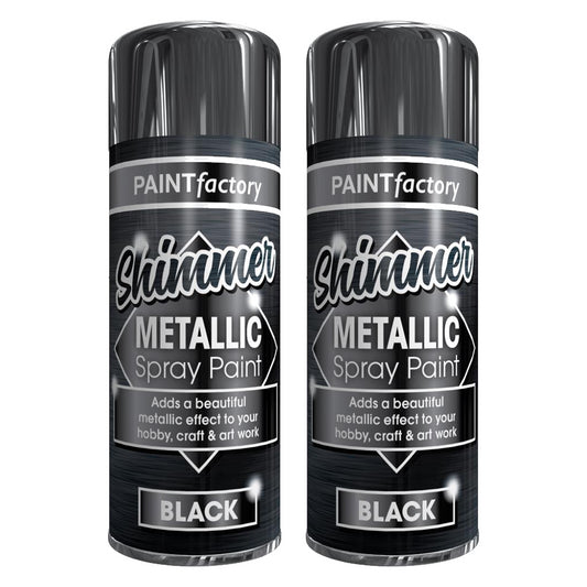 2X Paint Factory All Purpose Black Metallic Spray Paint 200ml