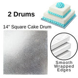 2 Board - 14" Square Cake Drums - Silver