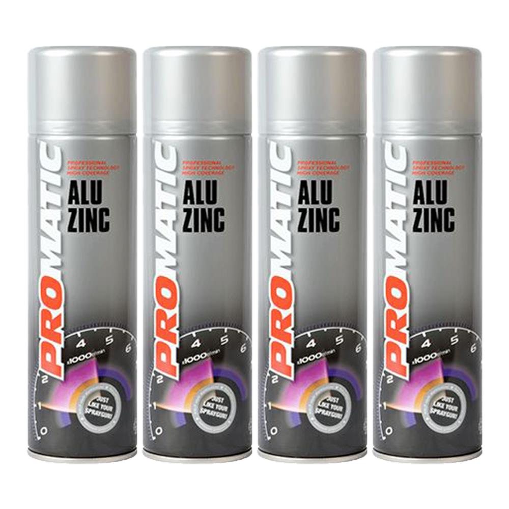 4X Promatic Alu Zinc Spray Paint 500ml