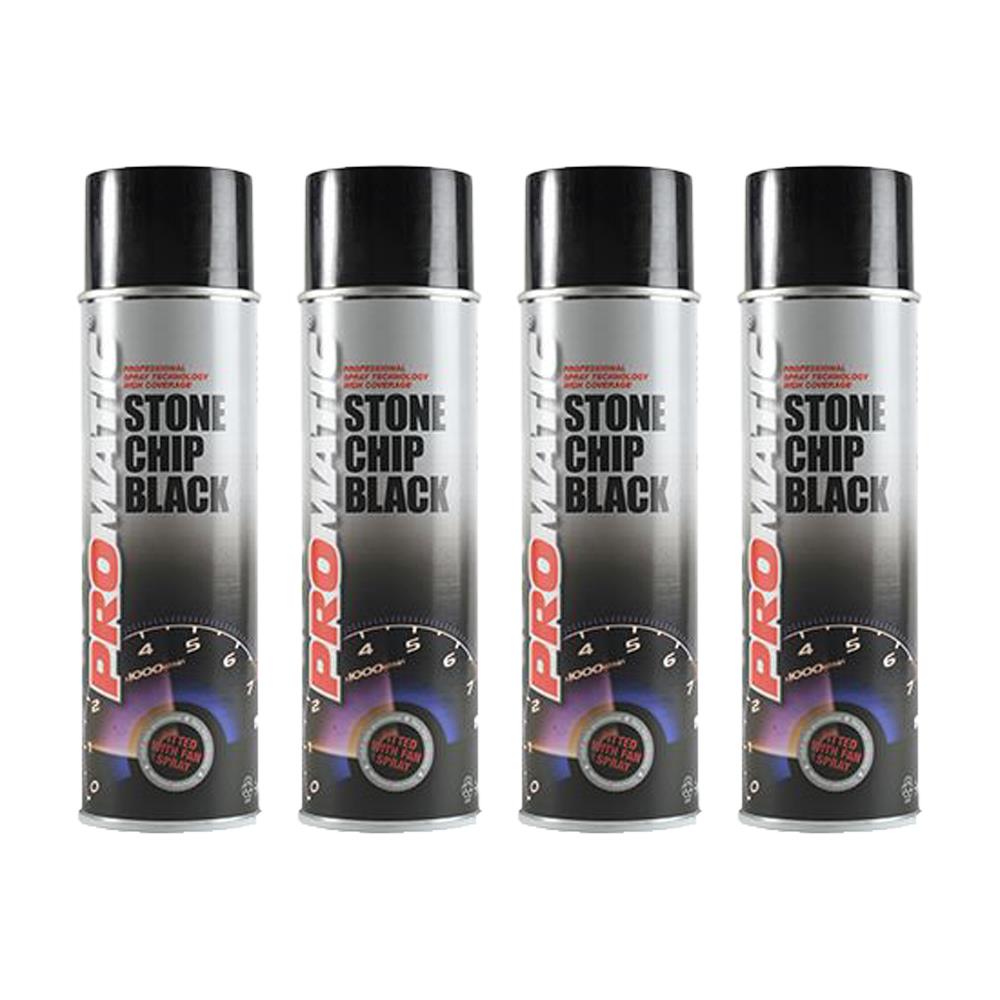 4X Promatic Stonechip Black Spray Paint 500ml