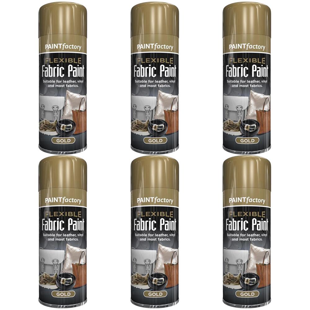 6X Paint Factory Gold Flexible Fabric & Vinyl Spray Paint 200ml