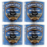 4X Hammerite Smooth Black Paint 250ml