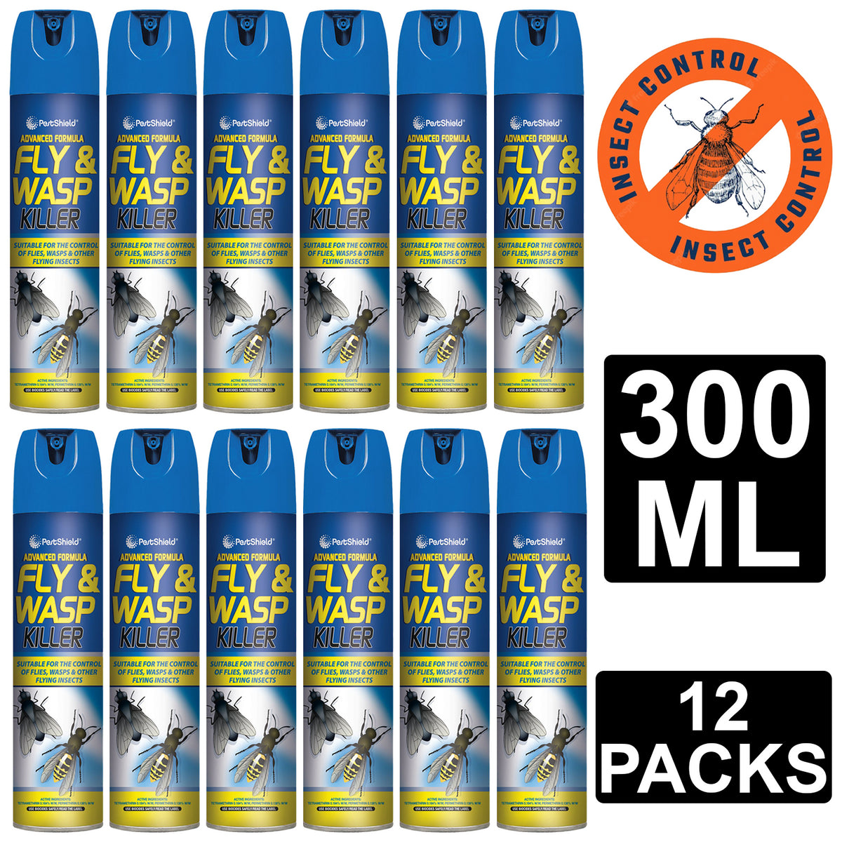 12X Fly & Wasp Killer Spray 300ml