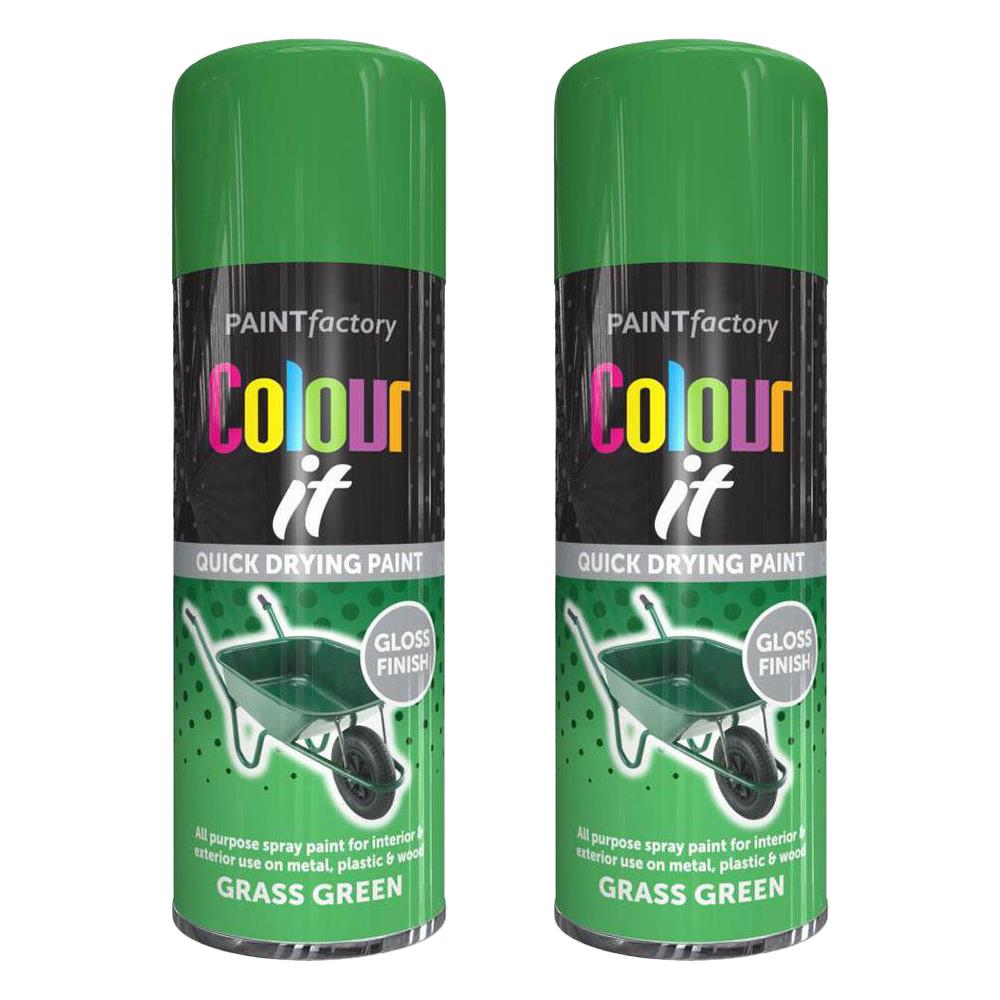 2X - Grass Green Gloss Spray Paint 250ml