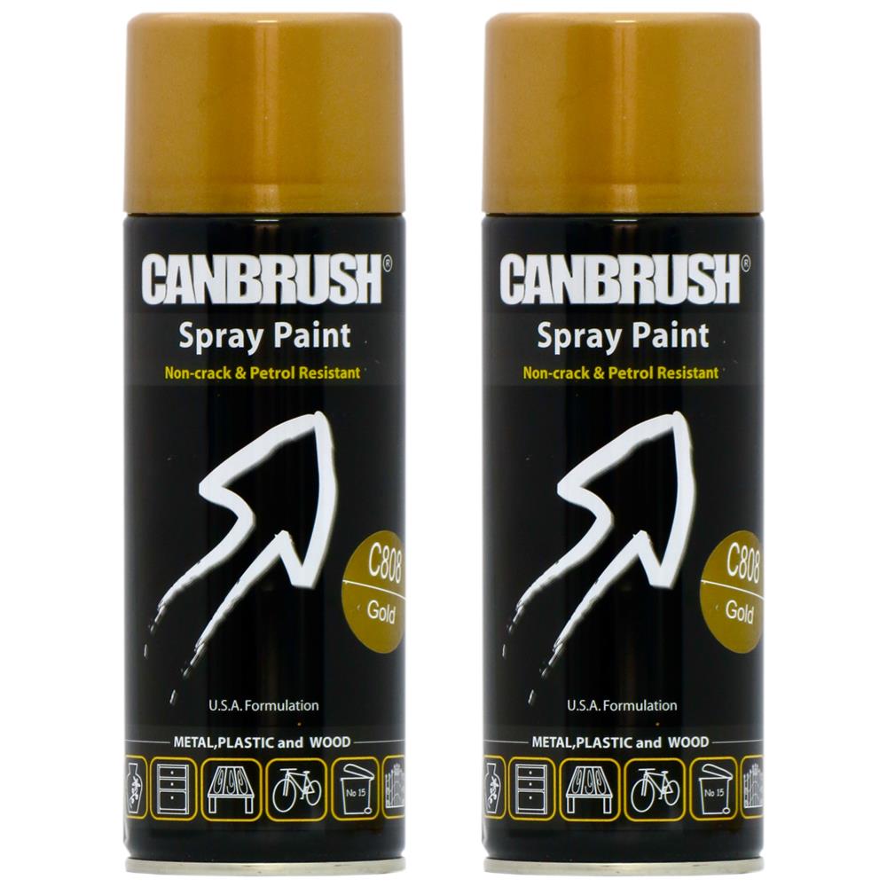 2X Canbrush C808 Gold Spray Paint 400ml