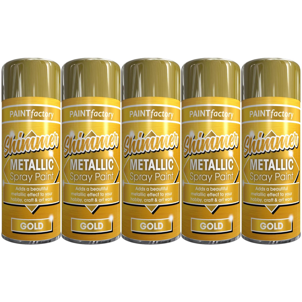 5X Paint Factory All Purpose Gold Metallic Spray Paint 200ml