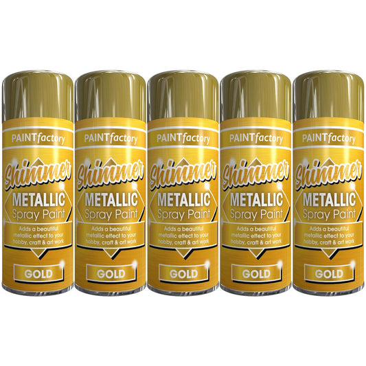 5X Paint Factory All Purpose Gold Metallic Spray Paint 200ml