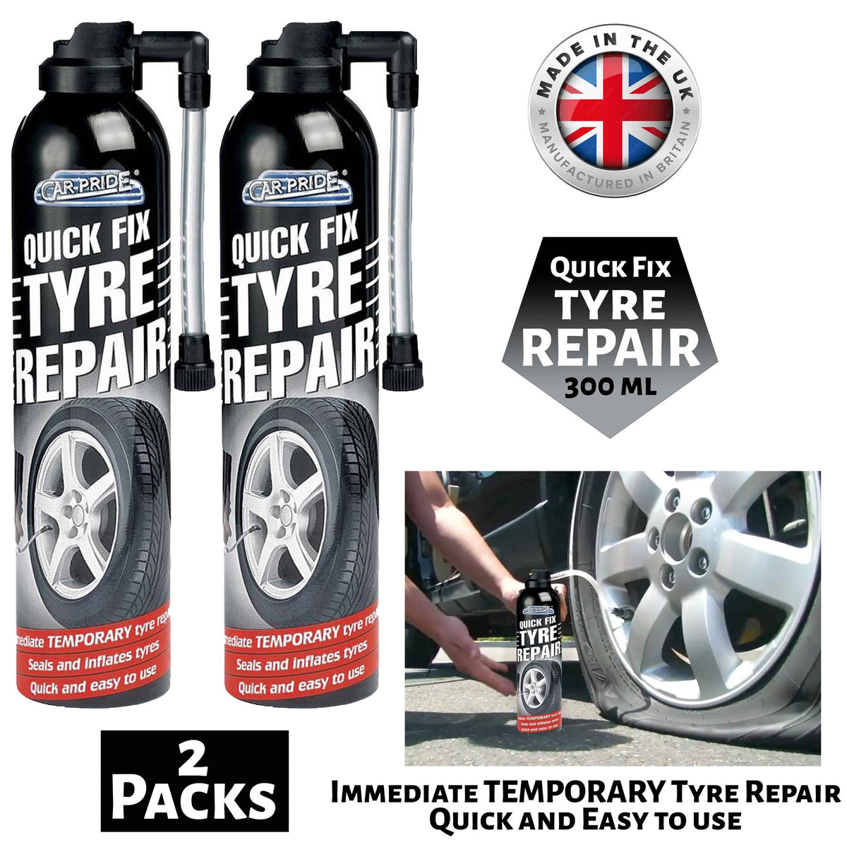 2X Quick Fix Tyre Repair 300ml