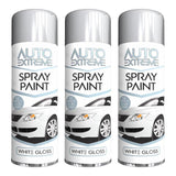 3X Auto Spray White Gloss Spray Paint 250ml