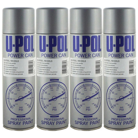 4X Upol Power Can Steel Wheels Spray Paint 500ml