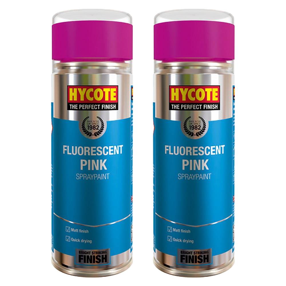 2X Hycote Fluorescent Pink Spray Paint 400ml