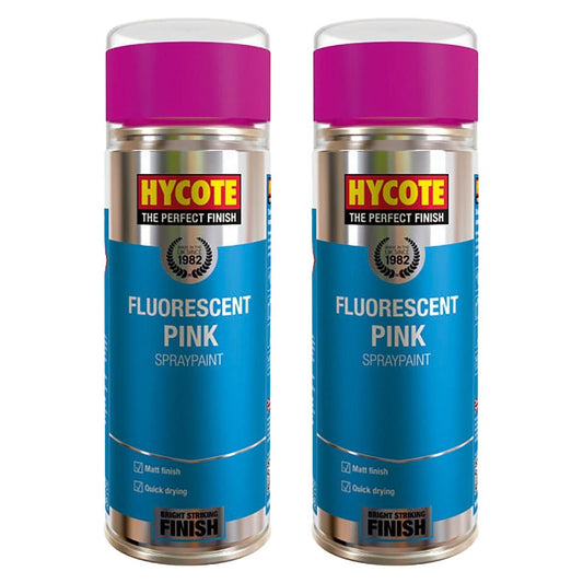 2X Hycote Fluorescent Pink Spray Paint 400ml