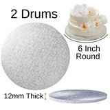 2 Board - 6" Round Cake Drums - Silver