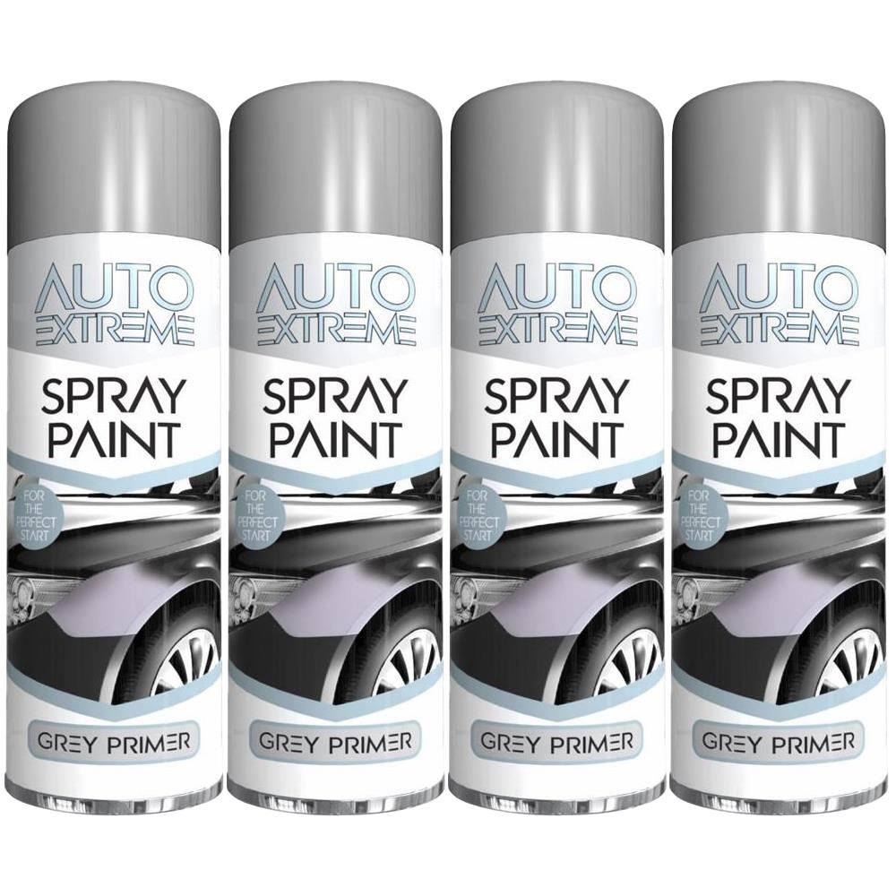 4X Auto Spray Grey Primer Spray Paint 250ml