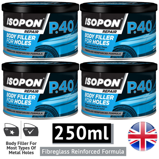 4X Isopon P40 Body Filler For Holes 250ml