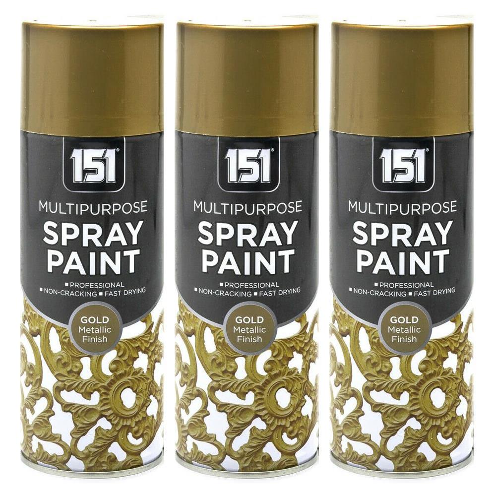 3X All Purpose Gold Metallic Spray Paint 400ml