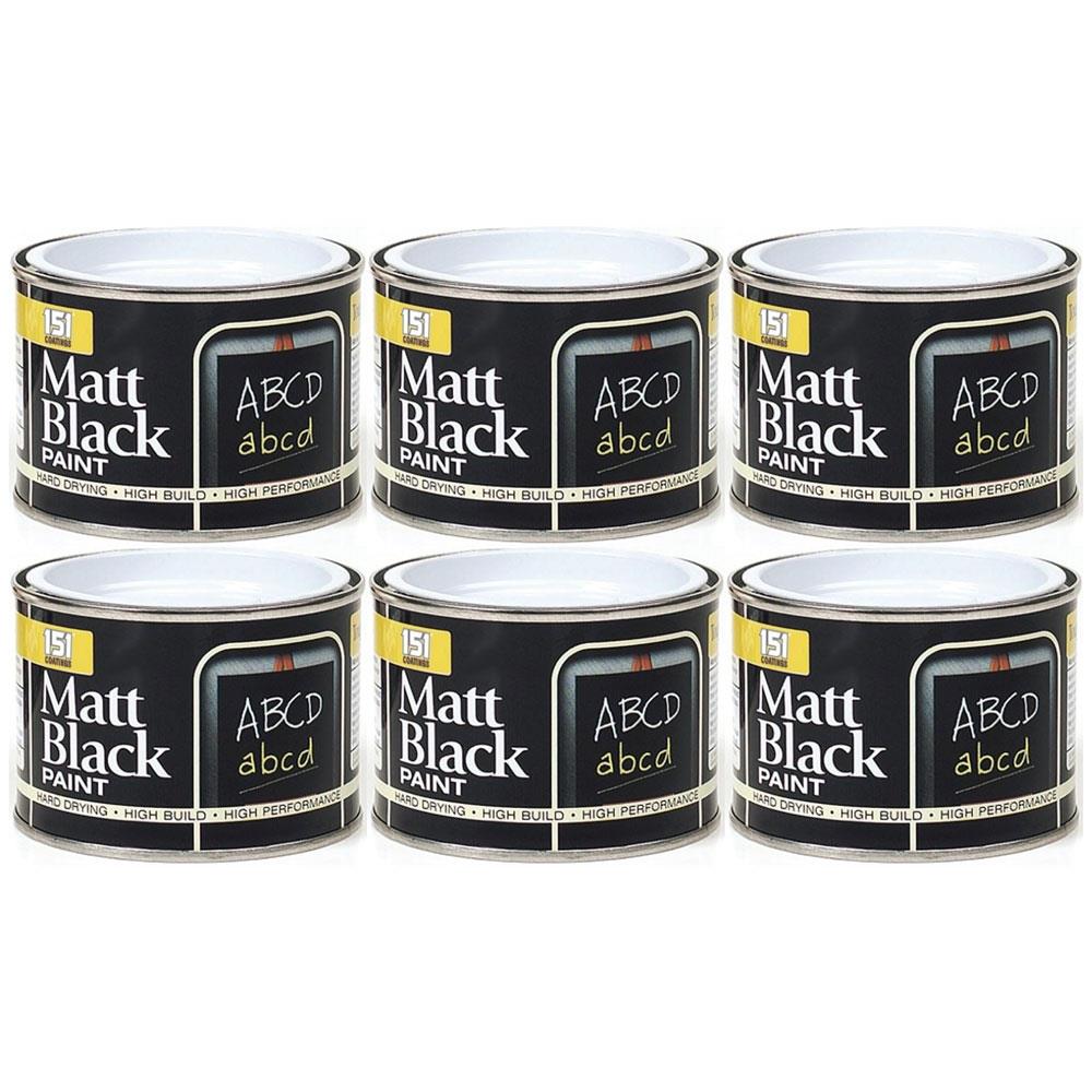 6X Matt Black Paint Tin 180ml