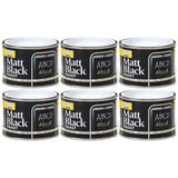 6X Matt Black Paint Tin 180ml