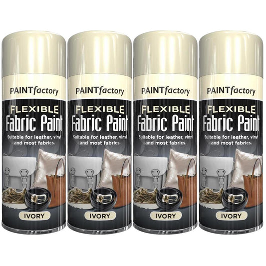 4X Ivory Flexible Fabric & Vinyl Spray Paint 200ml