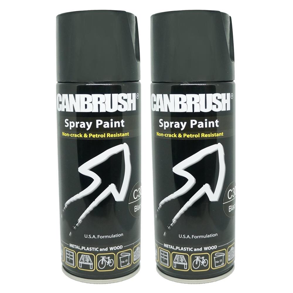 2X Canbrush C30 Gloss Black Spray Paint 400ml