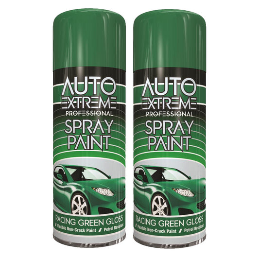 2X Auto Extreme Racing Green Spray Paint 400ml