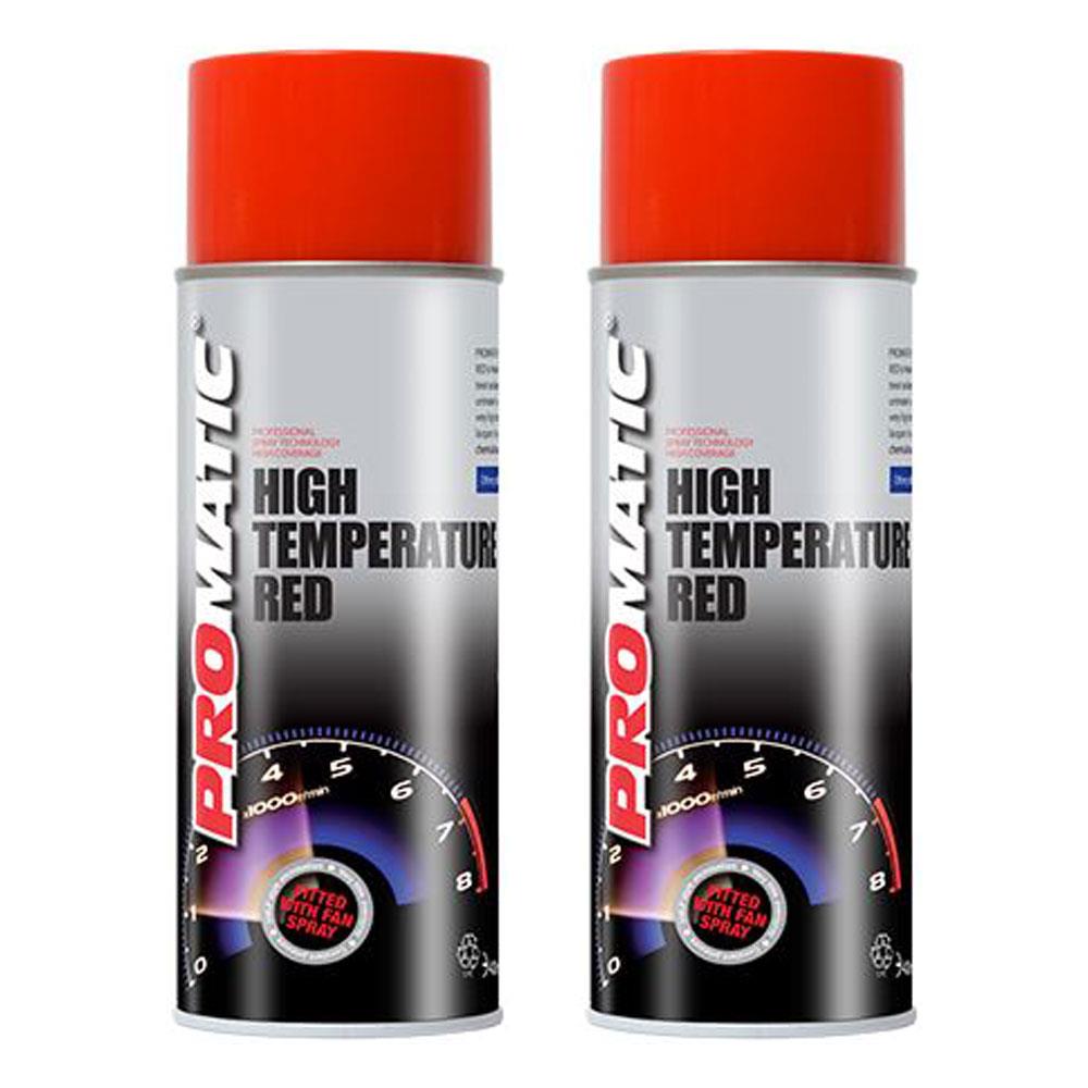 2X Promatic Red High Temperature Spray Paint 400ml