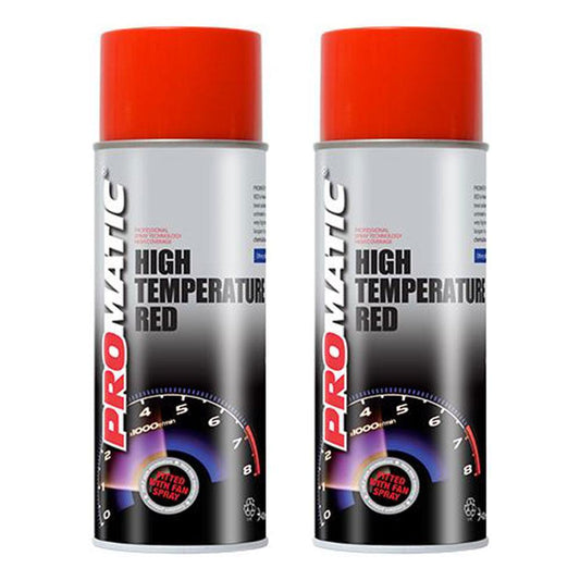 2X Promatic Red High Temperature Spray Paint 400ml