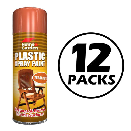 12X Home & Garden Plastic Spray Paint Terracotta 300ml