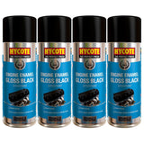 4X Hycote Gloss Black Engine Enamel Spray Paint 400ml