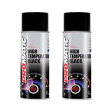 2X Promatic Black High Temperature Spray Paint 400ml