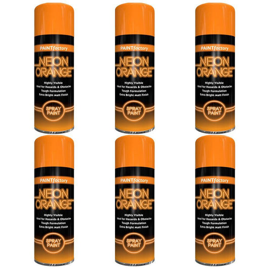 6X Paint Factory Neon Orange Spray Paint 400ml