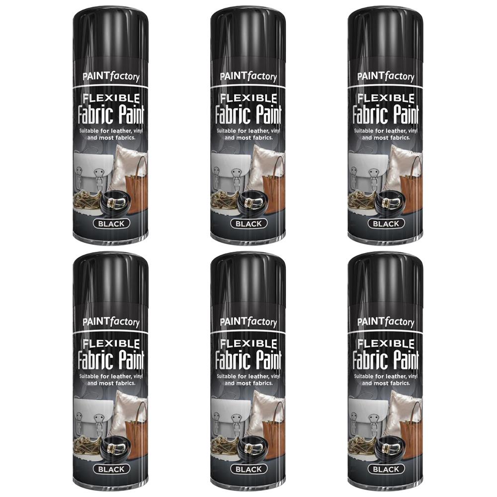 6X Black Flexible Fabric & Vinyl Spray Paint 200ml