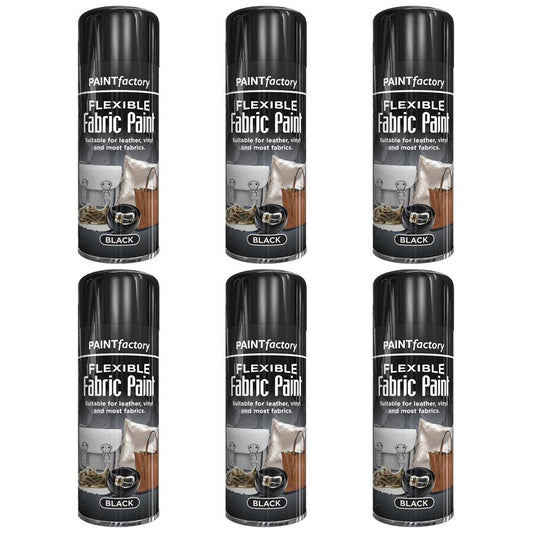 6X Black Flexible Fabric & Vinyl Spray Paint 200ml