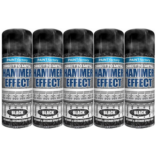 5X Paint Factory Hammered Black Spray Paint 400ml