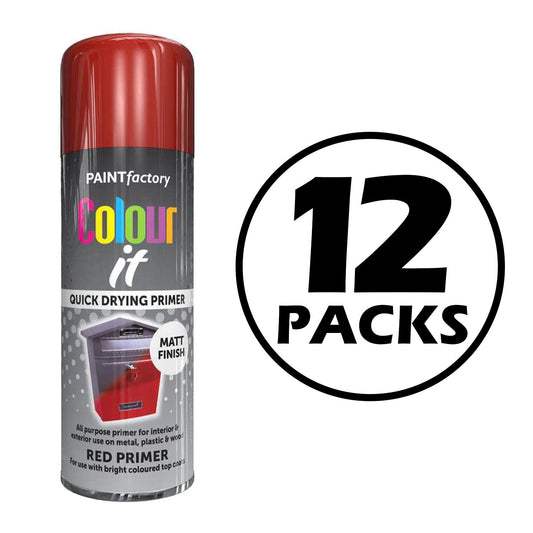 12X Paint Factory Red Primer Spray Paint 400ml