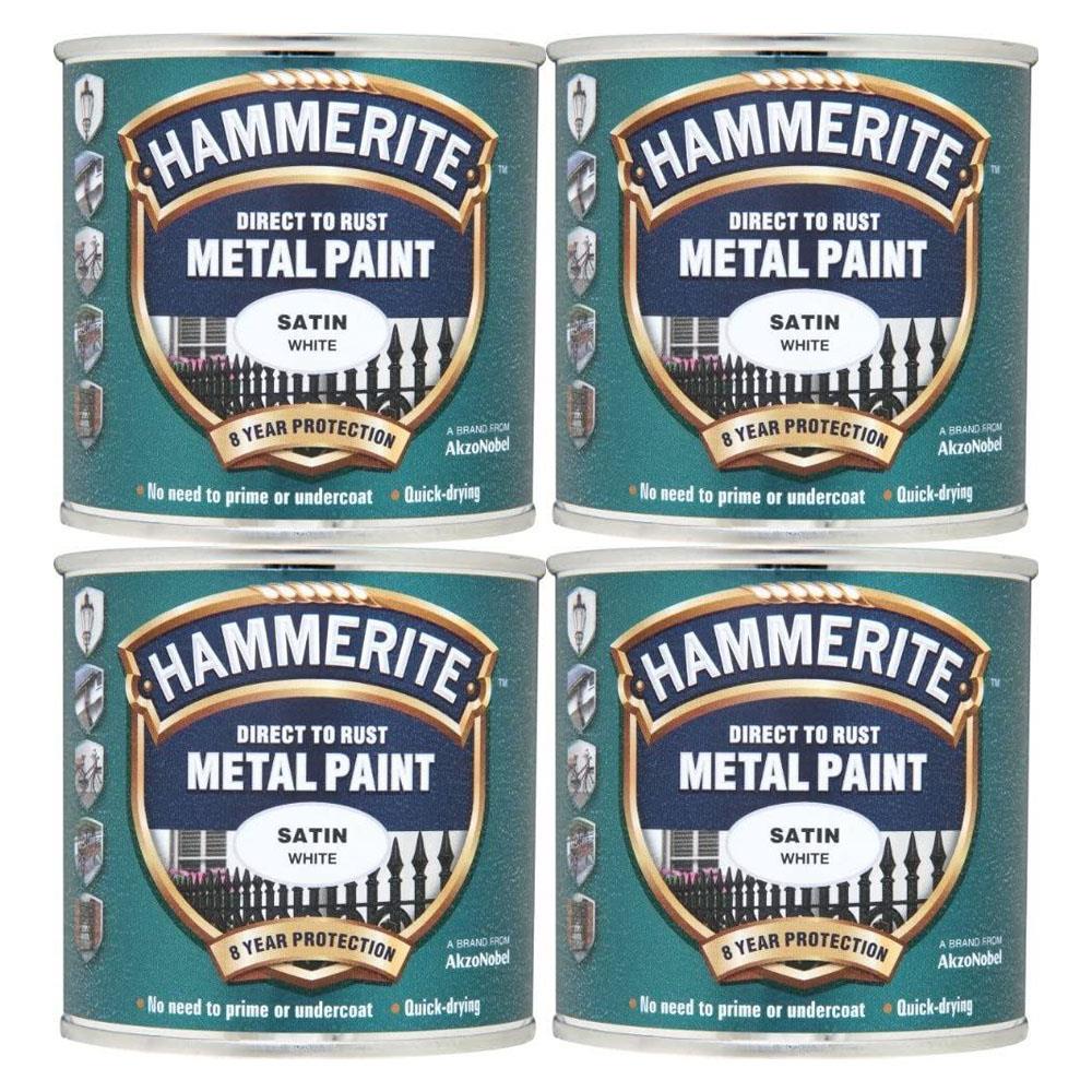 4X Hammerite Satin White Paint 250ml