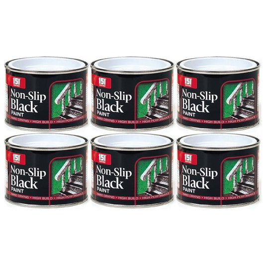 6X Nonslip Black Matt Paint Tin 180ml