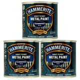 3X Hammerite Hammered Blue Paint 250ml