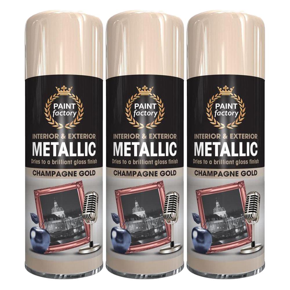 3X Paint Factory Champagne Gold Metallic Spray Paint 400ml