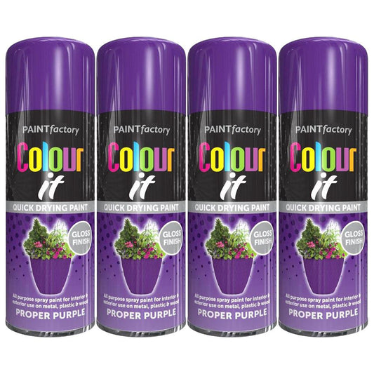 4X Paint Factory Proper Purple Gloss Spray Paint 400ml