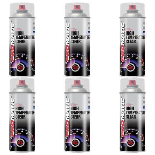 6X Promatic Clear High Temperature Spray Paint 400ml