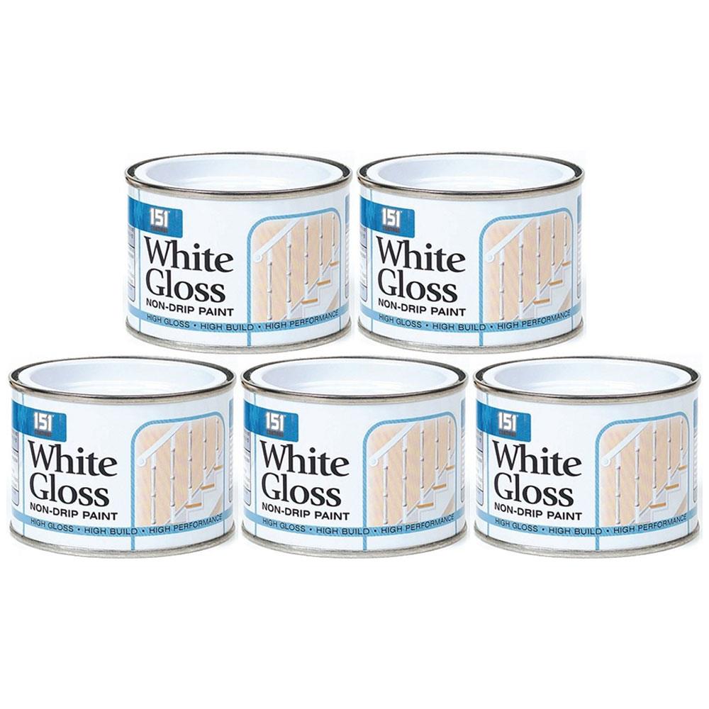 5X Non-Drip White Gloss Paint Tin 180ml