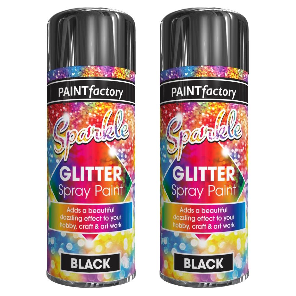 2X Paint Factory Black Glitter Spray Paint 200ml