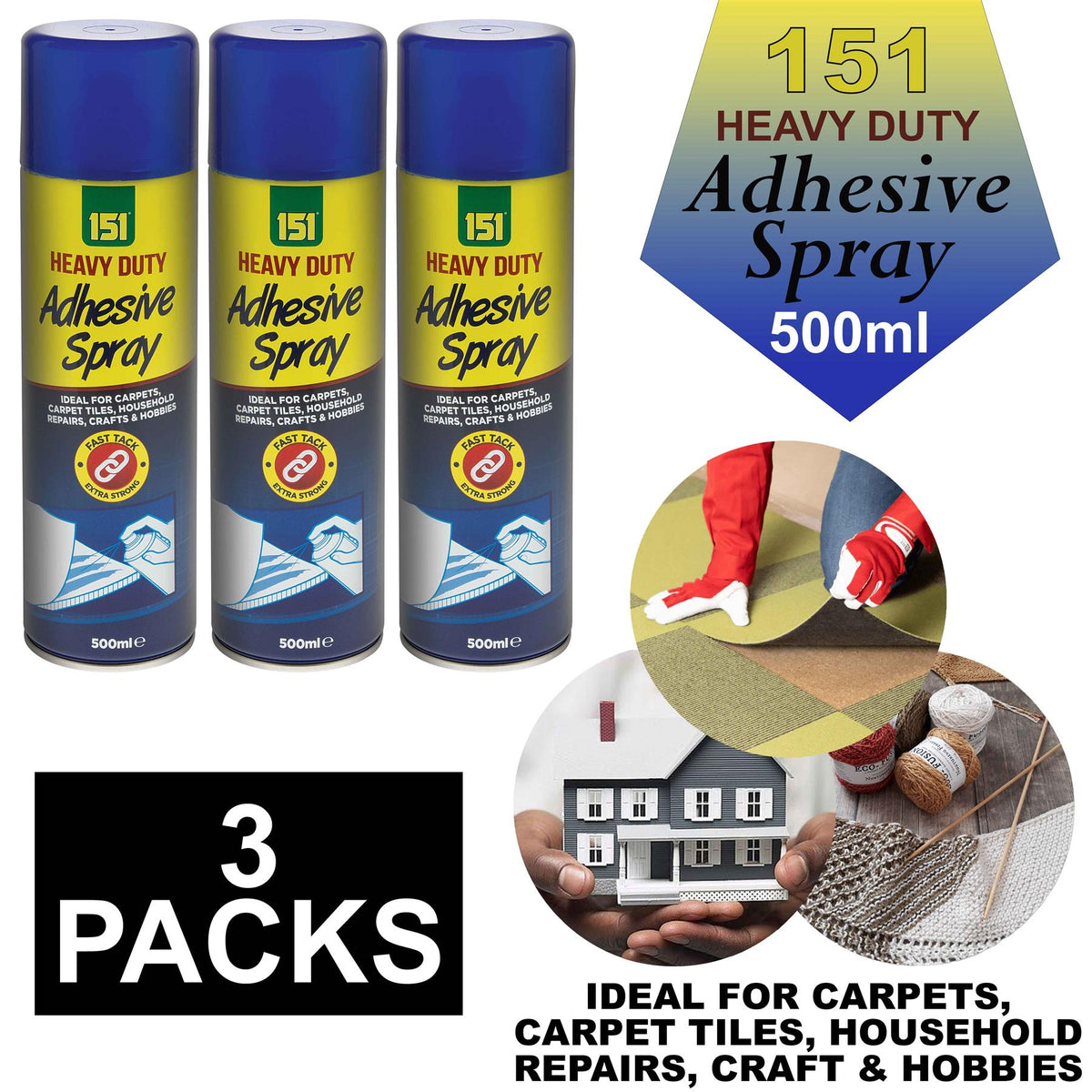 3X Multipurpose Adhesive Glue Spray 500ml