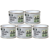 5X Metallic Silver Paint Tin 180ml