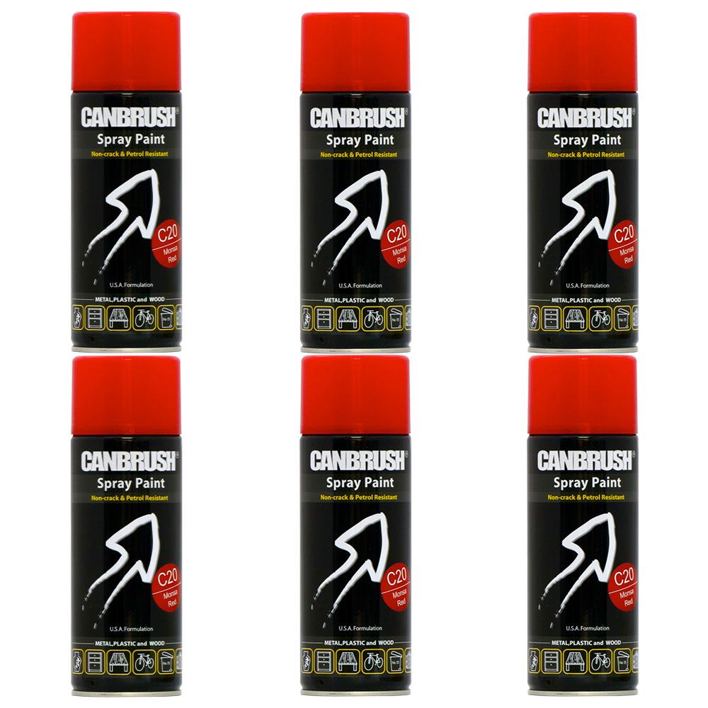 6X Canbrush C20 Monsa Red Spray Paint 400ml