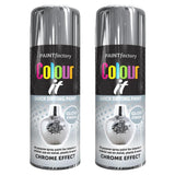 2X Paint Factory Chrome Effect Gloss Spray Paint 400ml